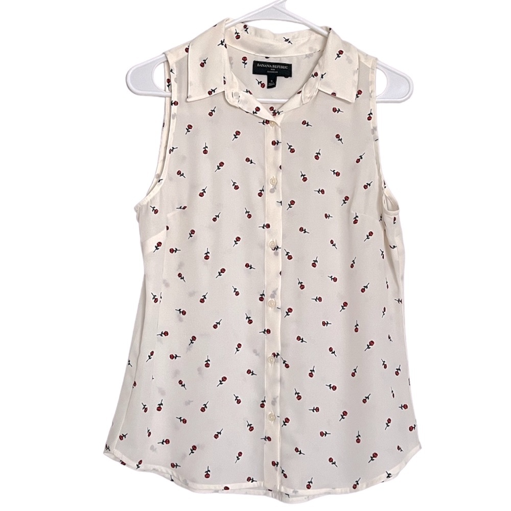 EUC | Banana Republic | Cream Tank with Roses